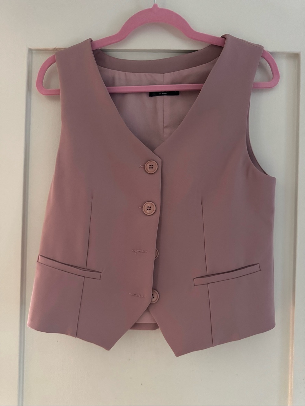 Tailored Sleeveless Button Vest - Dusty Rose